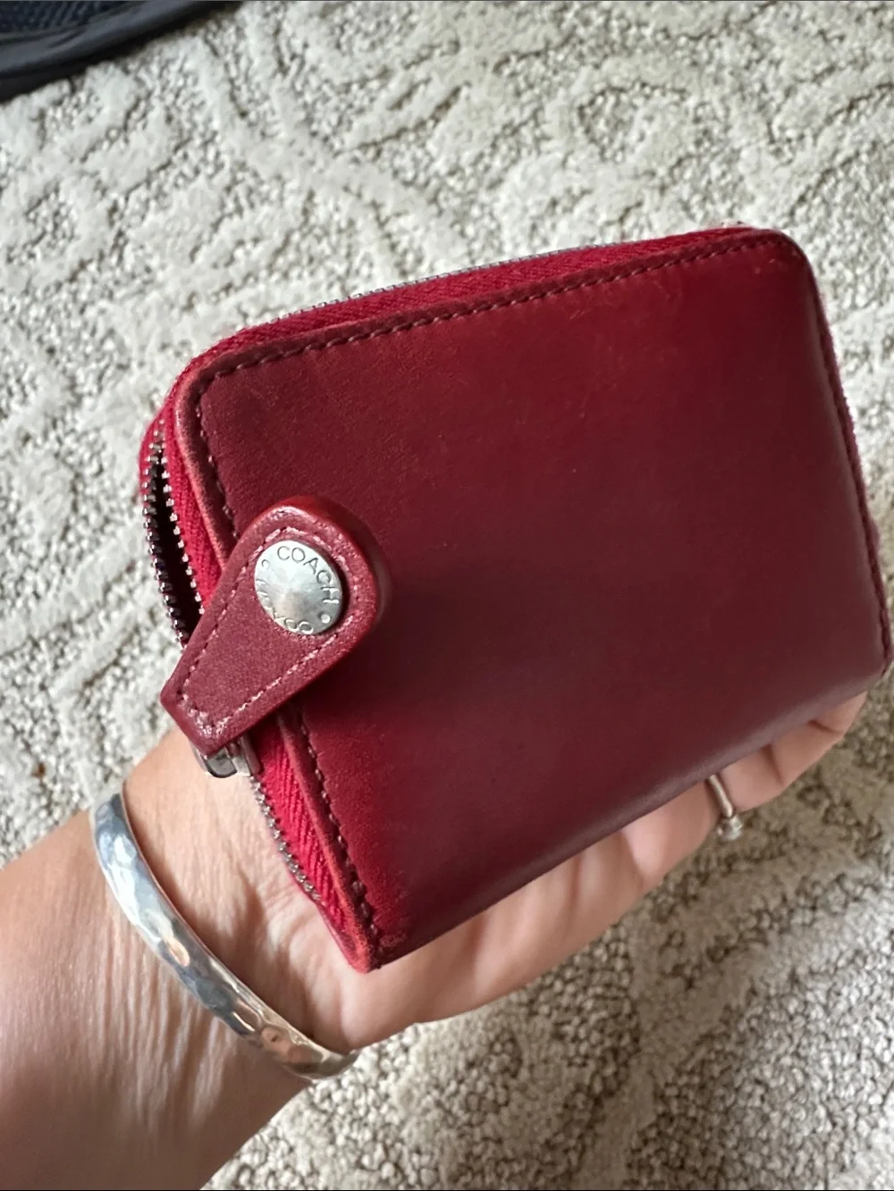 Leather Zip Wallet - Red